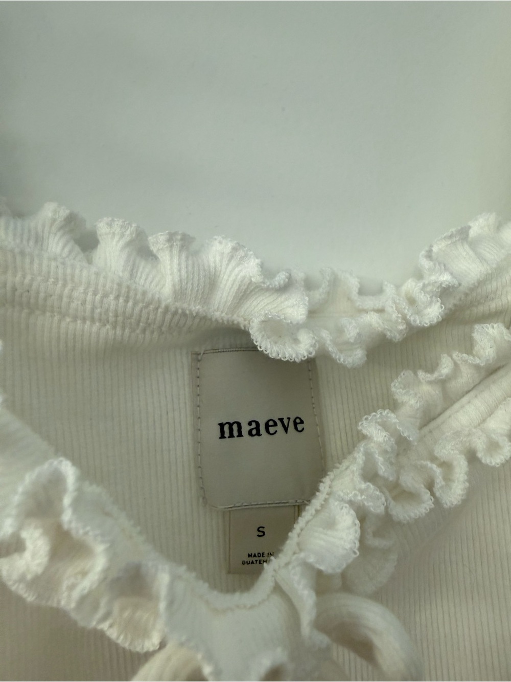 Maeve Cream Ruffle-Trim Ribbed Camisole - Picture 2 of 3